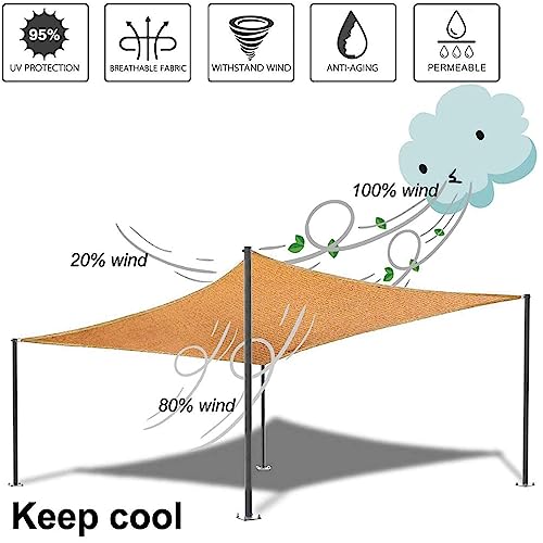 Rectangle Sun Shade Sail Canopy, 16' x 24' Patio Shade Cloth Outdoor Cover - Sunshade Fabric Awning Shelter for Pergola Backyard Garden Carport (Sand) - color: Sand, size: 16' x 24' Rectangle