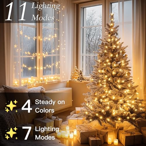 66FT 200 LED Christmas Tree Lights, Bright Warm White to Multicolor Outdoor Christmas String Lights for House, Fairy Lights with 11 Modes, Waterproof & Durable Indoor Outdoor Decor - color: Warm Whtie to Multicolor, size: 200LED