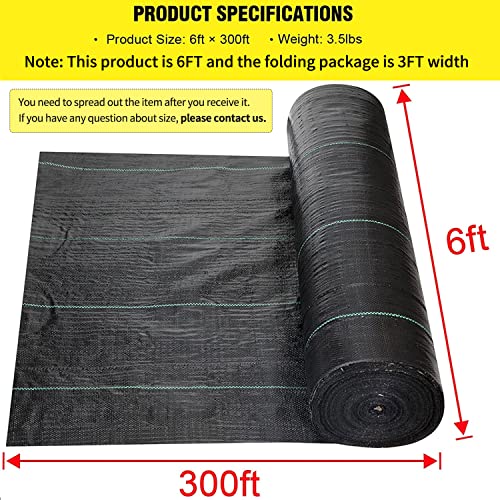 Driveway Fabric 6x300 ft - Commercial Weed Barrier, Heavy Duty 3.5OZ Landscape Fabric for Road, French Drain, Erosion Control, Construction Projects - size: 6x300 ft-3.5oz