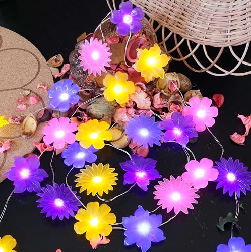 Solar Lights Outdoor Flower String Lights Waterproof Fairy Spring Summer Floral Garden Tree Balcony Yard Fence Plants Decor Night Light 14ft 40 LED. - style: Flower