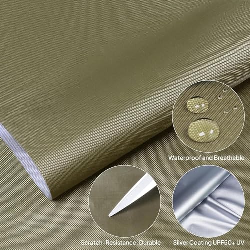 4Yard (60"×144") Marine Waterproof Fabric - Outdoor UV-Resistant Lightweight Durable Ripstop Material, UPF50+ Sun-Protection Blackout for Tarp Tent Camping Canopy, Army Green - color: Army Green, size: 4Yard