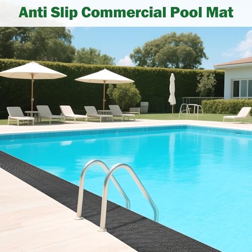 jxgzyy Commercial Drainage Mat Non Slip Drainage Floor Matting 3'x10' Heavy Duty Swimming Pool Mat for Restaurant Kitchen Bathroom Bar Garden Outdoor Wet Area, Black - color: Black, size: 118"L x 36"W x 0.2"Th