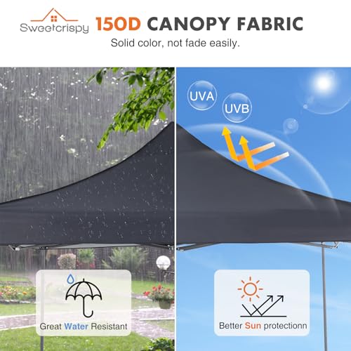 OLIXIS 10x10 Ft Pop Up Canopy Tent, Waterproof Portable Outdoor Shade Canopy with Sand Bags for Beach, Backyard Parties & Events, Charcoal - color: Charcoal, size: 10 x 10 ft