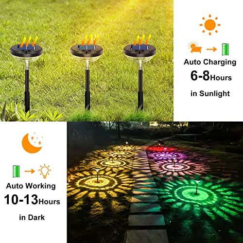 Bright Solar Pathway Lights 6 Pack,Color Changing+Warm White LED Solar Lights Outdoor,IP67 Waterproof Solar Path Lights,Solar Powered Garden Lights for Walkway Yard Backyard Lawn Landscape Decor - size: 6 Pack