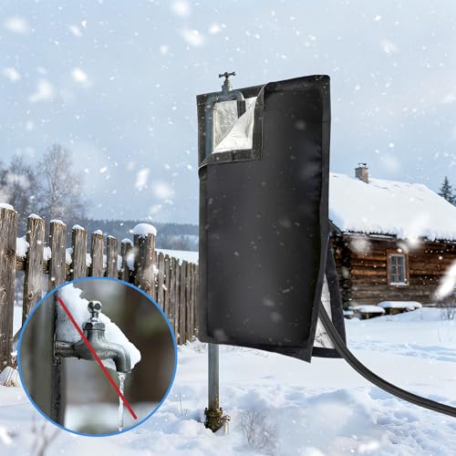 Outdoor Faucet Covers for Winter, 35.4"H×13.4"W - Waterproof Oxford Fabric Water Faucet Cover, Freeze Protection Outdoor Faucets Hose Bibs for Wall Taps Garden, Lawn, and Sprinkler Systems - size: 35.4×13.4inch
