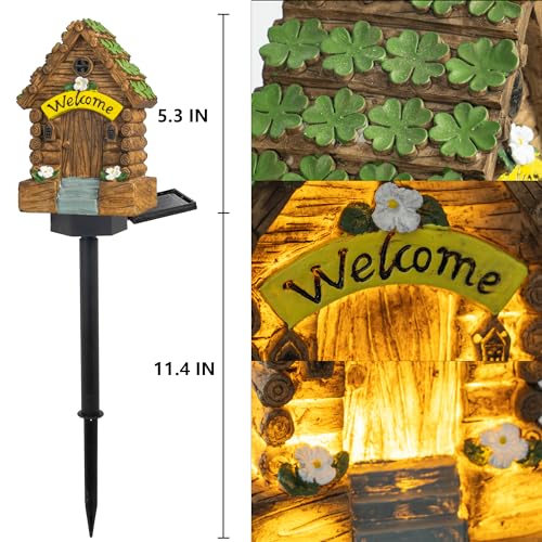 Dazzle Bright Fairy Garden House, 16" Glow in The Dark Cottage with Solar LED Light, Beautiful Miniature Garden Decoration for Indoor or Outdoor Gardens - color: House