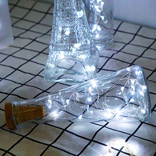 Upgraded 10 Pack Solar Wine Bottle Lights 20 LEDs Waterproof Silver Wire Cork Lights for Party, Wedding, Christmas, Holiday, Outdoor, Garden, Patio, Pathway Decor - color: Cool White, size: Round