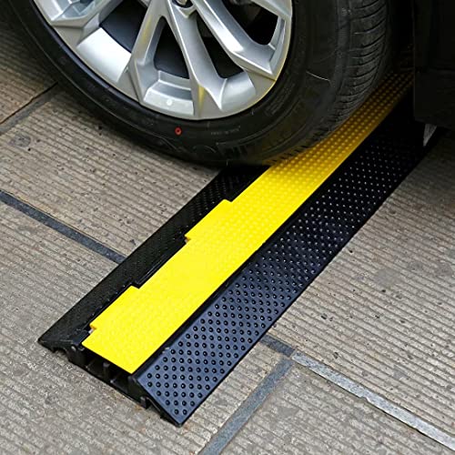 Rubber Cable Ramp Cord Cover Cable Protector Ramps Wire Hose Protective 2 Channel 22000Lbs Load Capacity Traffic Speed Bump for Asphalt Concrete Gravel Driveway Indoor Outdoor, 4 Pack - color: 2 channel-4 pack