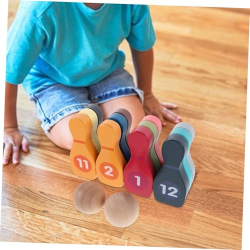 POPETPOP 1 Set Colorful Digital Pins Blank Balls Desktop Bowling for Develops Hand Eye Coordination Team Spirit