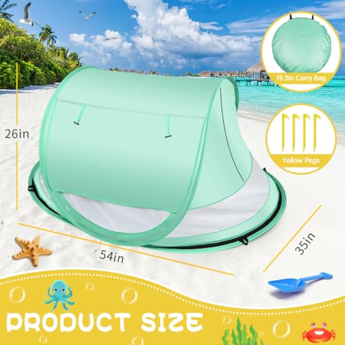 Baby Beach Tent,Large Pop Up Beach Tent Sun Shade for Beach,Portable Baby Travel Tent with Mosquito Net,Indoor Baby Play Tent,UPF 50+ UV Protection Sun Shelters for Infants - style: Green