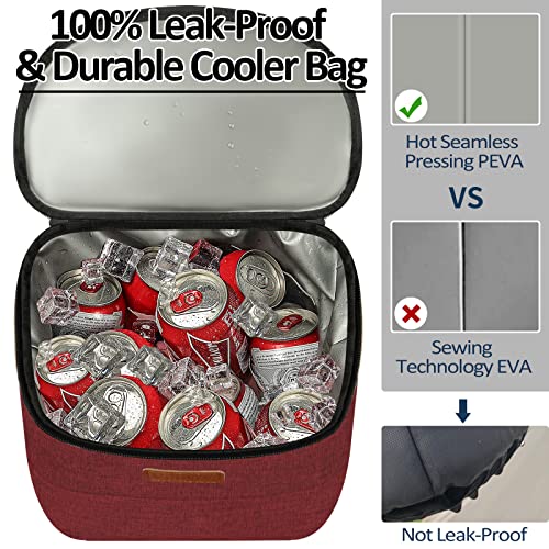 Camping Cooler Backpack 30 45 Cans, Soft Backpack Coolers Insulated Leak Proof Travel Cooler Bag Waterproof Lunch Picnic Beach Work Trip Thermal Bag Drink Beverage Beer Bag Cooler - color: Wine Red, size: 30 Cans