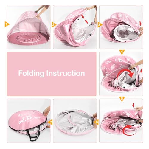 Baby Beach Tent, Pop Up Beach Tent Sun Shade for Beach, Portable Shade Pool UV Protection Sun Shelter for Infant with Beach Sand Toys Set - color: Light Pink