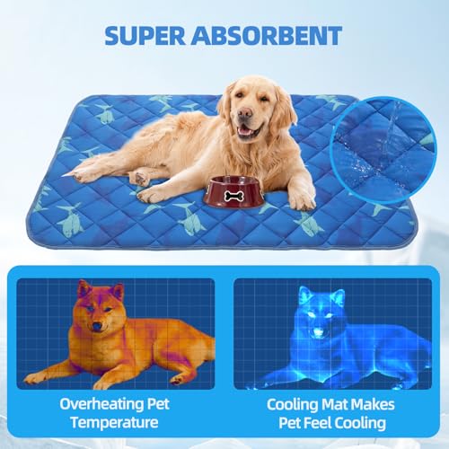 Homimp Dog Cooling Mat,15.5" x 19.5"Thicken Self-Cooling Mat for Dog&Cat,Internal Waterproof& Endothermic,Washable Pet Ice Cool Pad Blanket,Pet Sleeping Pad for Indoor Outdoor in Summer, Non-Toxic - color: Blue Shark, size: Small 15.5IN x 19.5IN