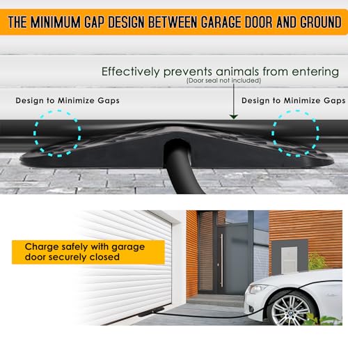 Ev Charger Cable Protector with Handle For Garage Door,Gap Minimizing Design Heavy Duty Soft Rubber Ev Charger Cord Protector Compatible for Tesla(Model 3/Y/X/S), J1772 Chargers,Prevents Damage