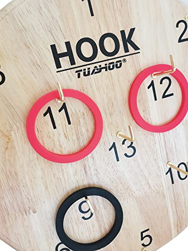 Hanging Ring Toss Game for Kids Adults Indoor Outdoor Family Fun, Wooden Board Wall Game, Hookey Ring Tossing Game for Yard, Party, Office, Backyard, 12 Inch