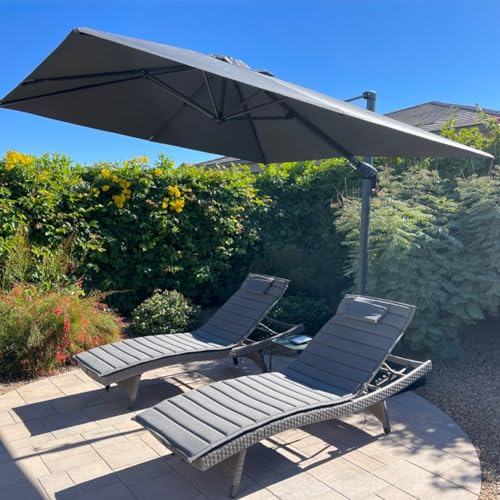 PURPLE LEAF 10 Feet Patio Umbrella Outdoor Cantilever Square Umbrella Aluminum Offset Umbrella with 360-degree Rotation for Garden Deck Pool Patio, Light Grey - color: Light Grey, size: 10' X 10', style: Standard