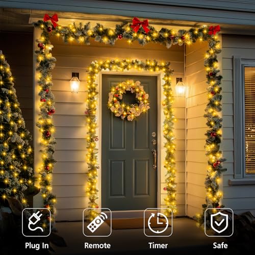 2 Pack Fairy String Lights Plug in, 33Ft Green Wire 100 Micro Starry LED Outdoor String Lights with 8 Modes Timer IP68 Waterproof Twinkle Lights for Bedroom Garden Christmas Home Decor (Warm White) - color: Warm White