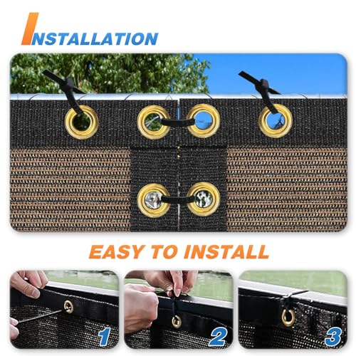 TANG 4' x 20' Privacy Fence Screen Brown Shade Cloth with Grommets, Chain Link Fence Panels Outdoor Mesh Fabric Fencing, Balcony Windscreen Cover,Temporary Garden Fencing for Yard Deck Pool - color: Brown, size: 0 4' x 20'