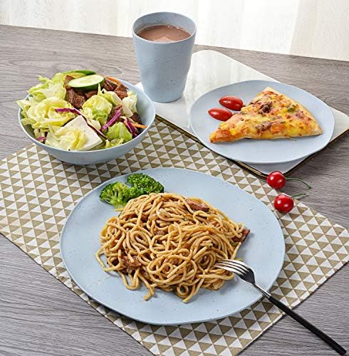 MORGIANA 8 pcs Reusable Bamboo Dinnerware Set, Camping Dishes with Bamboo Bowls Plates Dishes for 2 (Blue) - color: Blue