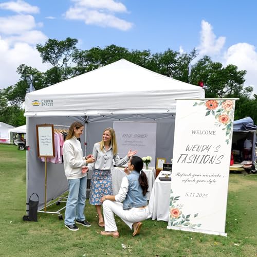 CROWN SHADES Pop Up Canopy Tent, 8x8 Commercial Canopy Tent with 4 Sidewalls, 4" Wheels, 4 Upgraded Weights, Patented Centerlock, 400D Fabric, Sto'N Go Bag, White - color: White, size: 8x8 Tall Center