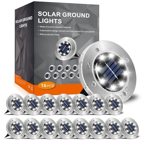 INCX 4.6 inch Solar Lights Outdoor Waterproof, 16 Pack Solar Light for Outside, Garden Lights Landscape Lighting for Patio Pathway Lawn Yard Deck Driveway Walkway, Cold White - color: Cold, size: 16 Pack