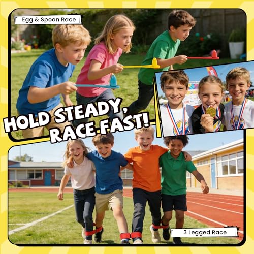 ropoda Field Day Games, Outdoor Carnival Games Potato Sack Race Bags for Adults and Kids, Bean Bags, Soft Plastic Cones,Ring Toss Set,Egg and Spoon Race, Outdoor Games Easter - color: 57PCS