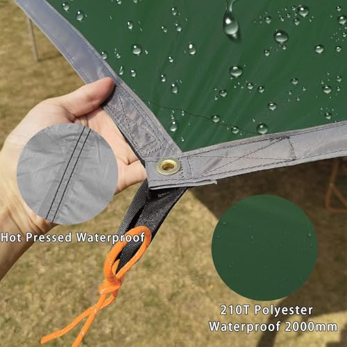 16x16 ft Large Camping Tarp Waterproof Hammock Rain Fly Camping Awning Sun Shelter (Without Pole) (Green) - color: Green