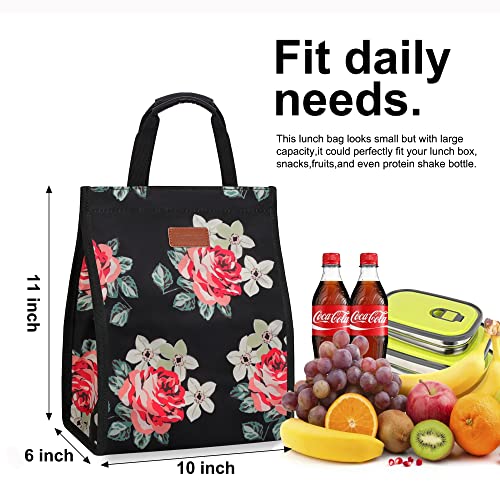 Lunch Bags for Women Insulated Reusable Lunch Tote with Internal Pocket, Lunch Tote bag for Work (Flower) - color: Flower, size: 1 pack