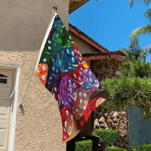 Flag 2x3 FT Double Sided Outside Large Banner Games Dice Set Garden Flag House Flag Welcome Flag Yard Flag Summer Decorative Flag Fade Resistant Banner for Outdoor Porch Holiday Yard Decor