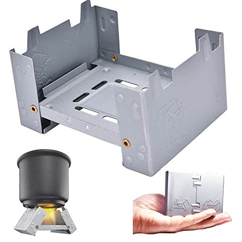 Folding Mini Pocket Stove & Emergency Portable Ultralight Camp Stoves for Backpacking, Camping, Emergency Prep Fit for Pans,Pots,Cups(not include Alcohol)