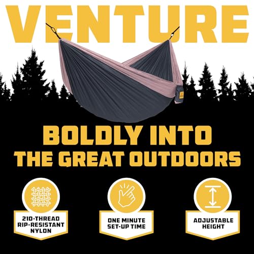 Wise Owl Outfitters Camping Hammock – 500lbs Portable Hammock with Tree Straps - Travel, Backpacking, Hiking, Outdoors Camping Gear - Single or Double - color: Charcoal & Rose, size: Single