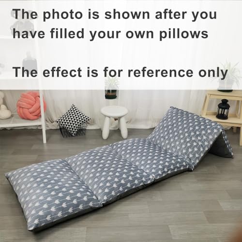 ICOPUCA Floor Lounger Pillow casing for boy Girl, Soft Minky Plush, Arrow Print, Cover/Sleeve Only! Perfect Reading and Watching TV Cushion - Excellent for Sleepovers, Queen Size; - color: Grey, size: Queen (Pack of 1)