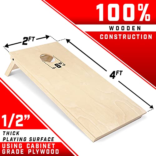 GoSports Tournament Edition Regulation Cornhole Game Set - 4 ft x 2 ft Wood Boards with 8 Dual Sided (Slide and Stop) Bean Bags - style: Classic Tournament Edition