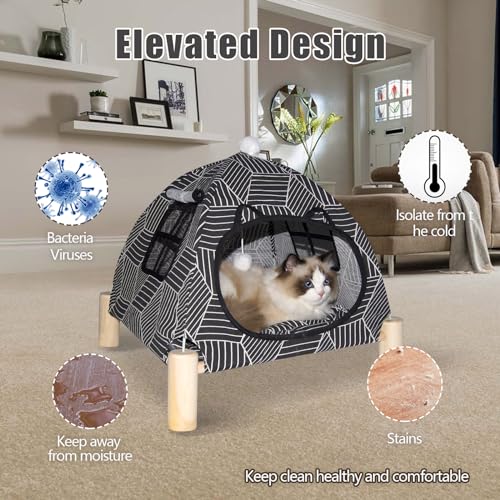 Pozico Portable Cat Tent Bed – Foldable Indoor Tent Bed for Cats & Small Dogs, Washable Cushion, Cozy Hideaway for Kittens & Cats, Easy Assembly & Travel - color: Black Diamond Tent