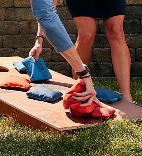 Elakai Cornhole Bags All Weather Dual Sided Slick and Stick Regulation Size and Weight Set of 4 Regulation 6 in x 6 in - color: Red Lava
