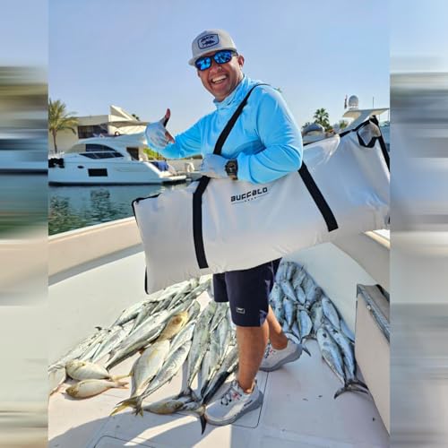 Buffalo Gear Insulated Fish Cooler Bag Portable Fish Kill Bag Keep Ice-cold More Than 48 Hours - color: White, size: 48x18in