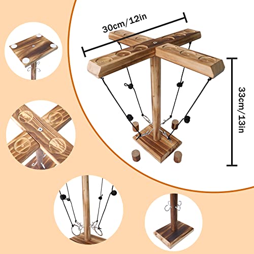 4 Player Hook and Ring Toss Battle Game - Handmade Wooden Loop Throwing Hooks for Adults, Fast-Paced Interactive Home Party Game