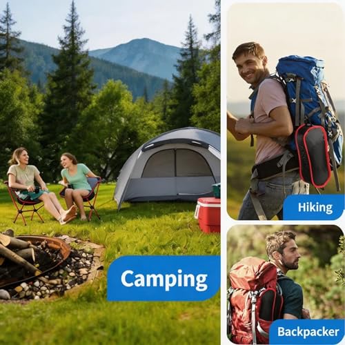 Ultralight Camping Chair, Portable Foldable Compact Chair with Breathable Nylon Mesh, Lightweight Folding Backpacking Hiking Chair for Outdoor Camp, Travel, Beach, Picnic, Hiking(Red) - color: Black and Red