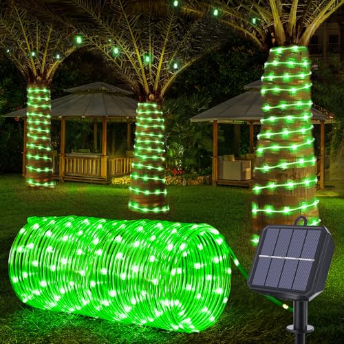 Solar Rope Lights, 33ft 100LED Solar String Lights, 8 Modes Waterproof Solar Powered Outdoor Light, Flexible Clear Tube Light for Garden Backyard Patio Deck Porch Pool Tree Christmas Decoration -Green - color: Green, size: 33ft