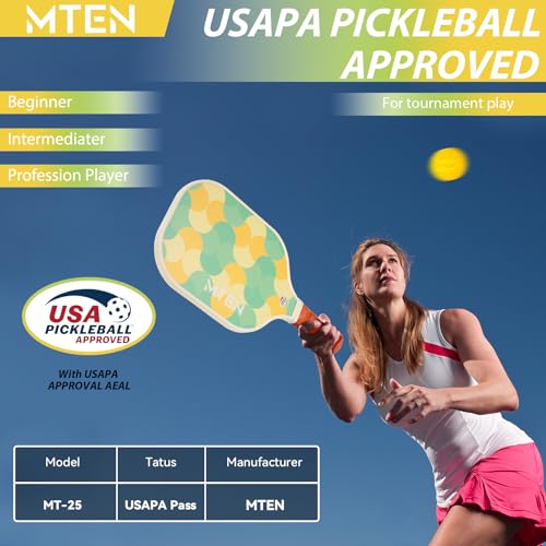 Pickleball Paddles Set of 2 or 4, or Single Paddle – USAPA Approved Fiberglass Surface Pickleball Rackets Set for Men & Women - color: Yellow green*2
