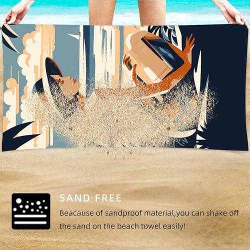 Artistic Beach Towel for Travel and Pool Quick Dry Lightweight Sand Resistant Coastal Vacation Accessory - color: Coastal Print 01