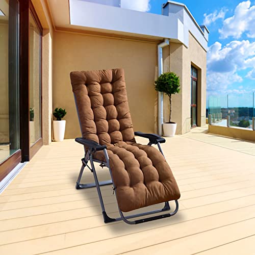 Moclever 67x22x3in Zero Gravity Chair Cushion, Thick Padded Recliner Cushion with 6 Ties, Soft Lounge Chair Pad for Indoor Outdoor Rocking Chair, Sofa, Swing Bench - Coffee