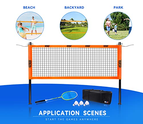 GSE Games & Sports Expert Outdoor Yard Sports Net Game Set for Backyards, Parks, Beach, Lawn. Volleyball Set, Badminton Set OR Volleyball & Badminton Combo Set Available - style: Pro Badminton Set