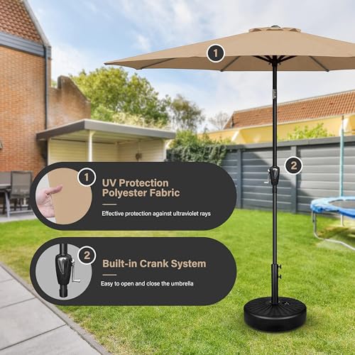 Simple Deluxe 2 Pack 9ft Patio Umbrella Outdoor Table Market Umbrella, 8 Sturdy Ribs for Garden, Deck, Backyard, Pool, Tan - color: 2P-Tan, size: 9ft