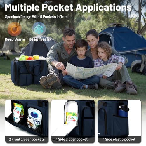 MIER Lunch Box for Men Heavy Duty Insulated Lunch Bag 20 Cans Large Leakproof Soft Cooler Bags with Multiple Pockets for Picnic Work Travel (Navy Blue) - color: Navy Blue