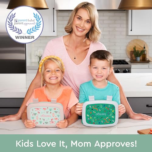 Bentgo Kids Prints Leak-Proof, 5-Compartment Bento-Style Kids Lunch Box - Ideal Portion Sizes for Ages 3-7, Durable, Drop-Proof, Dishwasher Safe, & PFAS & BPA-Free Materials (Nature Adventure) - color: Nature Adventure