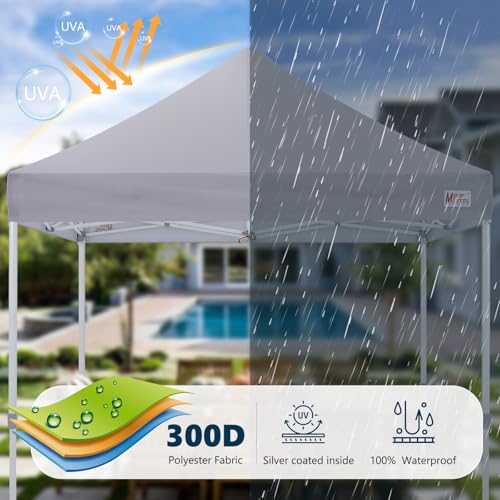 MASTERCANOPY Pop Up Canopy Tent Commercial Grade 10x10 Instant Shelter (Grey) - color: Gray, size: 10x10