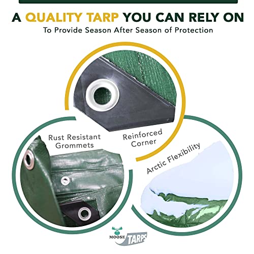 Waterproof Heavy Duty Tarp - for Wood Furniture, Car, Boat, Pool, & More - Tear Resistant - 16x20 Foot Indoor/Outdoor Reversible Green/Brown Tarp - size: 16' x 20'