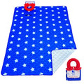 4th of July Foldable Waterproof Picnic Blanket with Soft Handle Pillow – Extra Large (80" x 60"), Machine Washable, Perfect for Outdoor, Beach, Park & Picnics, Gifts for Family & Friends