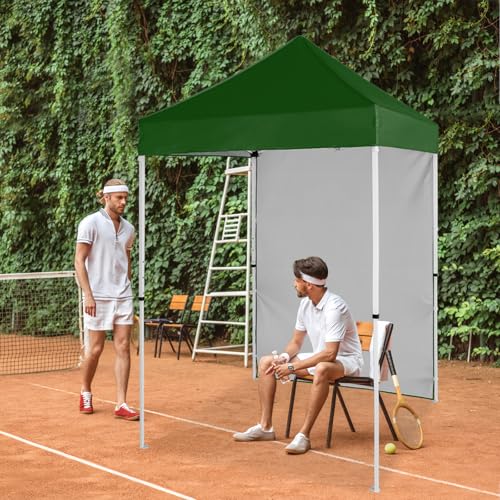 EAGLE PEAK Pop up Canopy 5x5, Outdoor Portable Canopy Tent with One Removable Sunwall, Carry Bag Included, Green - color: Green